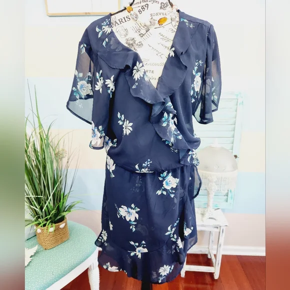 25. Maurices Plus Size Ruffled Floral Wrap Dress - Picture 3 of 7